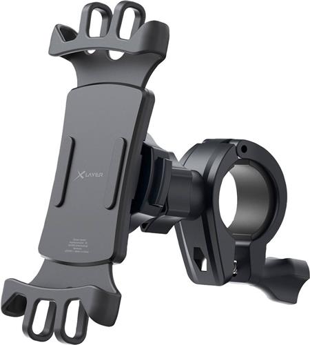 XLayer Universele fietshouder voor smartphones tot 6,5 inch - traploos instelbaar - stevige stuurbevestiging - zwart