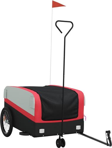 vidaXL - Fietstrailer - 45 - kg - ijzer - zwart - en - rood