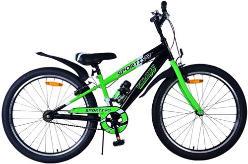 Volare Sportivo Kinderfiets - Jongens - 24 inch - Zwart Groen - Twee Handremmen