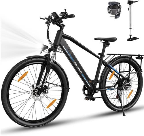 Colorway Elektrische Fiets BK7MS - 26Inch Mountain EBike met Afneembare 36V 12Ah Lithium Batterij - City Commuter E-Bike met 250W Motor - 7 Versnellingen - IP54 Waterdicht