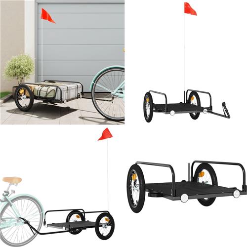 vidaXL Fietstrailer 126x63x34 cm ijzer zwart - Fietstrailer - Fietstrailers - Fiets Trailer - Fiets Transportkar