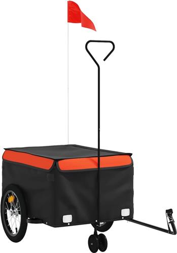 vidaXL - Fietstrailer - 45 - kg - ijzer - zwart - en - oranje
