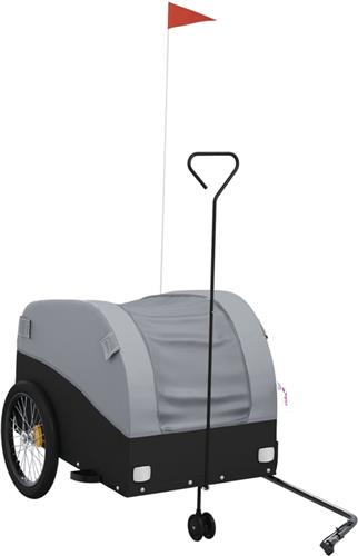 vidaXL - Fietstrailer - 45 - kg - ijzer - zwart - en - grijs
