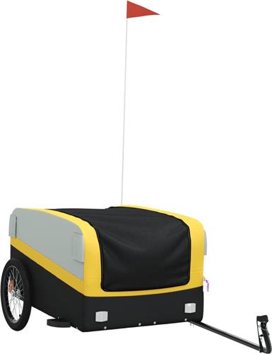 vidaXL - Fietstrailer - 45 - kg - ijzer - zwart - en - geel