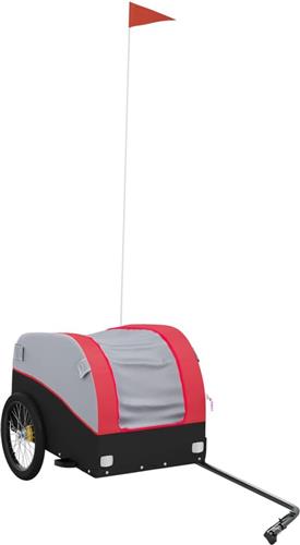 vidaXL - Fietstrailer - 30 - kg - ijzer - zwart - en - rood