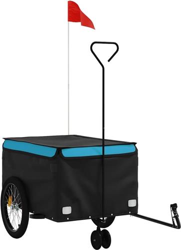 vidaXL - Fietstrailer - 45 - kg - ijzer - zwart - en - blauw