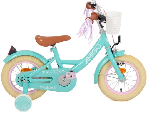 AMIGO Perfect Meisjesfiets - Kinderfiets voor Meisjes - 12 Inch 21 cm - Terugtraprem - Turquoise