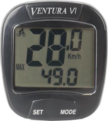 Ventura Fietscomputer - Bekabeld - 6 Functies - Gebruiksvriendelijk - Met Snelheidssensor