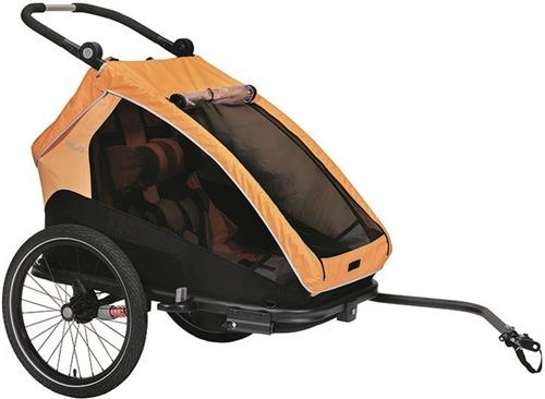 XLC DuoS Fietskar - Oranje - BS-C10 - Voor twee kinderen - Kinderwagen - Jogger