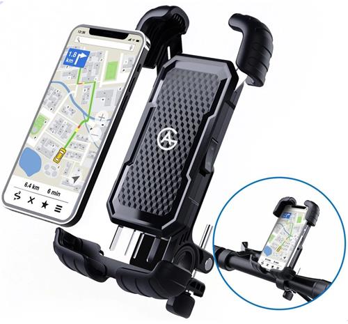 AG140 Universele Telefoonhouder Fiets - 360 graden rotatie - Ook voor Scooter en Motor - Zwart- Anti shock & Vibratie ontwerp - Fietshouder voor smartphones - telefoon - gsm houder fiets - iphone - Hoogste kwaliteit