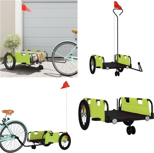 vidaXL Fietstrailer oxford stof en ijzer groen - Fietstrailer - Fietstrailers - Fiets Trailer - Fiets Transportkar