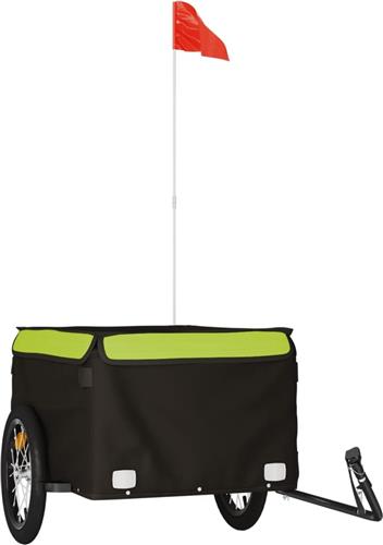 vidaXL - Fietstrailer - 45 - kg - ijzer - zwart - en - groen