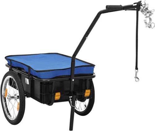 vidaXL - Fietstrailer/trekwagen - 155x60x83 - cm - staal - blauw