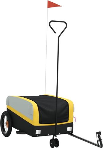 vidaXL - Fietstrailer - 30 - kg - ijzer - zwart - en - geel