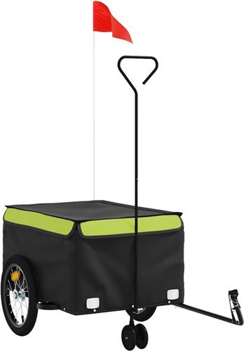 vidaXL - Fietstrailer - 45 - kg - ijzer - zwart - en - groen