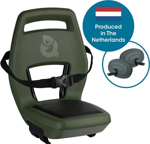 Qibbel Junior 6+ Fietsstoeltje Achter Bagagedrager bevestiging - Quick Connect - Fietszitje - Magic Green - inclusief voetbeschermingsplaten en voetsteunen