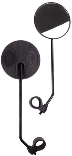 2 x Ronde fietsspiegel - Ø 90 mm - Nu met horlogeband Kompas - Stuurbevestiging 20-23 mm - Zwart