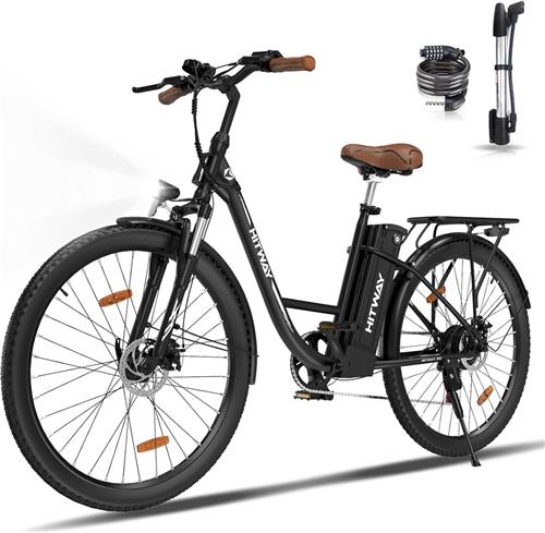 Hitway Elektrische Fiets BK31 - 28 Inch City Commuter EBike met Afneembare 36V 13Ah Lithium Batterij - Damesfiets - E-Bike met 250W Motor - 7 Versnellingen - IP54 Waterdicht