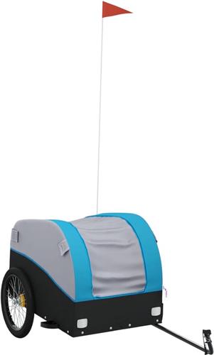 vidaXL - Fietstrailer - 45 - kg - ijzer - zwart - en - blauw