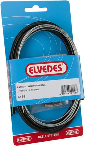 Versnellingskabel compleet universeel Elvedes 1700mm / 2250mm verzinkt - zwart (op kaart)