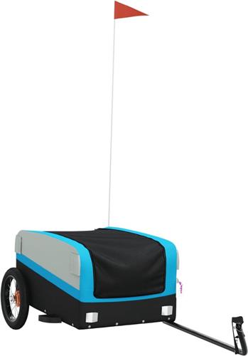 vidaXL - Fietstrailer - 30 - kg - ijzer - zwart - en - blauw