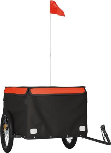 vidaXL - Fietstrailer - 45 - kg - ijzer - zwart - en - oranje