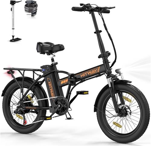 Hitway Elektrische Fiets BK11 | E-bike | 250W Motor | Fat Tire | 12Ah | 20 Inch | Zwart/Oranje