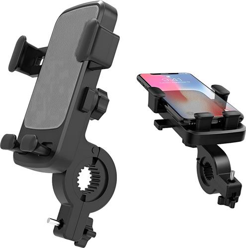 Universeel Telefoonhouder fiets | Fietshouder telefoon | Fiets Houder voor Telefoon en Smartphone | Klik- en zijspan klemsysteem | 360 graden roteren - Grijs LB505