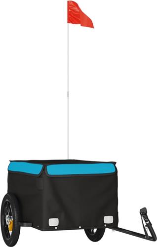 vidaXL - Fietstrailer - 30 - kg - ijzer - zwart - en - blauw