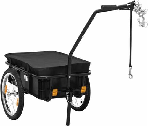 vidaXL - Fietstrailer/trekwagen - 155x60x83 - cm - staal - zwart