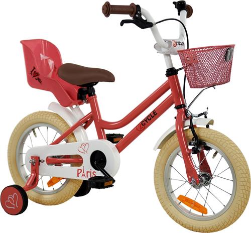 2Cycle Paris - Kinderfiets - 14 inch - Roze-Wit - met Poppenzitje 2 Cycle Zeemeermin - Kinderfiets - 14 inch - Meisjesfiets - 14 inch fiets