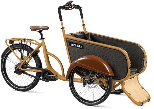 SociBike Compact elektrische bakfiets midmotor oker