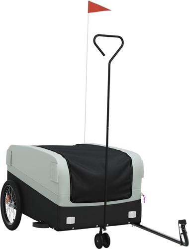 vidaXL - Fietstrailer - 45 - kg - ijzer - zwart - en - grijs
