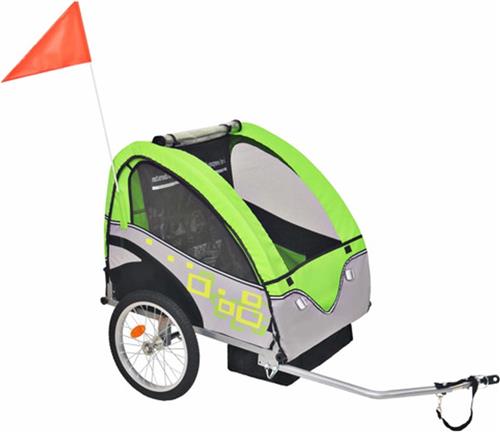 vidaXL - Fietstrailer - 30 - kg - grijs - en - groen