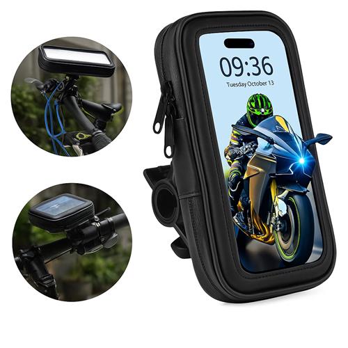 LuxeBass (L) Telefoonhouder fiets | Fietshouder telefoon | Waterproof & met opbergvak - LB401