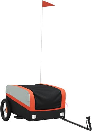 vidaXL - Fietstrailer - 30 - kg - ijzer - zwart - en - oranje