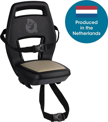 Qibbel Junior 6+ Fietsstoeltje Achter Bagagedrager bevestiging - Khaki- inclusief voetsteunen