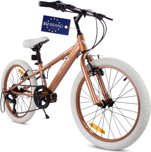 Verdant Bike Kinderfiets voor jongens van 6 tot 10 jaar, 20 inch Cappuccino, wielmaat te kiezen uit 6 versnellingen Shimano, in hoogte verstelbaar