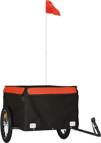 vidaXL - Fietstrailer - 45 - kg - ijzer - zwart - en - oranje