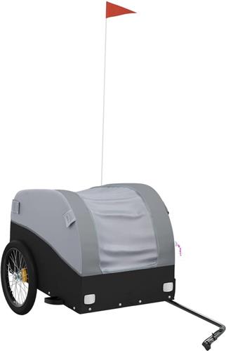 vidaXL - Fietstrailer - 45 - kg - ijzer - zwart - en - grijs