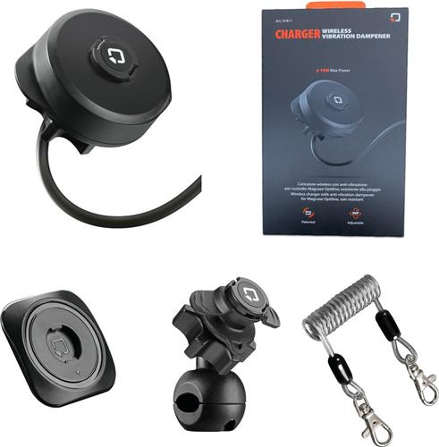 Optiline Draadloze Oplader voor Motor - Scooter - Met Anti-Vibratie - Set Spiegelbevestiging