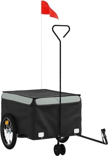 vidaXL - Fietstrailer - 45 - kg - ijzer - zwart - en - grijs