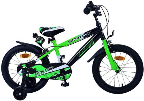 Volare Sportivo Kinderfiets - Jongens - 16 inch - Groen Zwart - Twee Handremmen