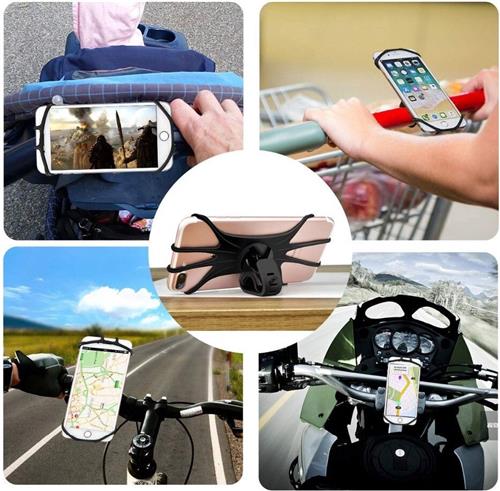 Waledano®Universele Telefoonhouder Fiets - Geschikt Voor elk Loestel - Smartphone Telefoon Houder - Motor - 360 Graden Draaibaar - Fiets Accessoires - Fiets Telefoonhouder - Siliconen - Zwart