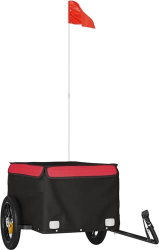 vidaXL - Fietstrailer - 30 - kg - ijzer - zwart - en - rood