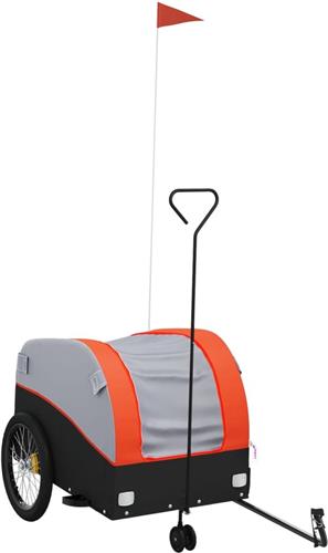 vidaXL - Fietstrailer - 45 - kg - ijzer - zwart - en - oranje