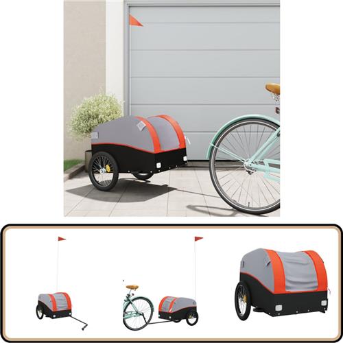 vidaXL Fietstrailer - 30 kg - Zwart en Groen - IJzer Fietstrailer - Fietstrailers - Fiets Trailer - Fiets Transportkar