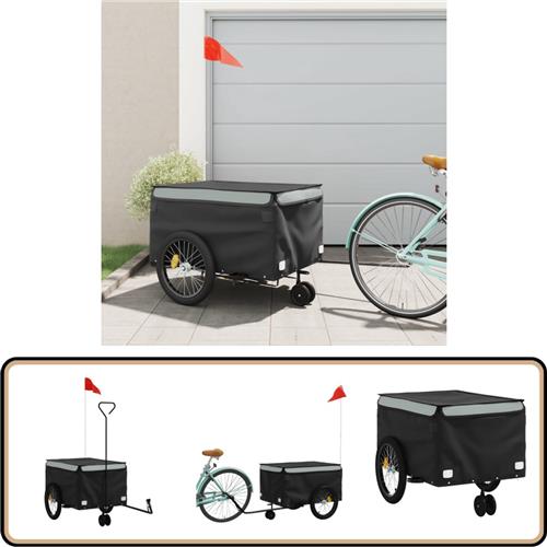 vidaXL Fietstrailer 45 kg - Zwart en Grijs - IJzer Fietstrailer - Fietstrailers - Fiets Trailer - Fiets Duwkar