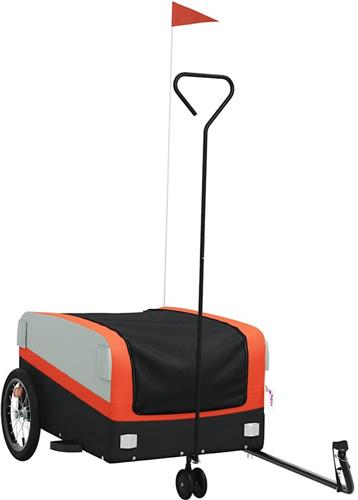 vidaXL - Fietstrailer - 45 - kg - ijzer - zwart - en - oranje