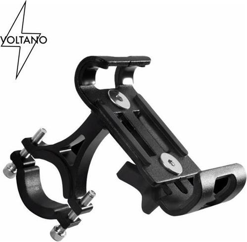 Voltano Telefoonhouder Fiets  Roestvrij Aluminium  Universeel - 360 ° Graden Draaibaar  Voor Alle Telefoons van 6,8 CM  9,2 CM  Onder Andere voor Iphone X, XR, XS, 8/8Plus, 7/7Plus, 6S/6Splus, Samsung Galaxy S9, S8, S7 en Meer -  Zwart